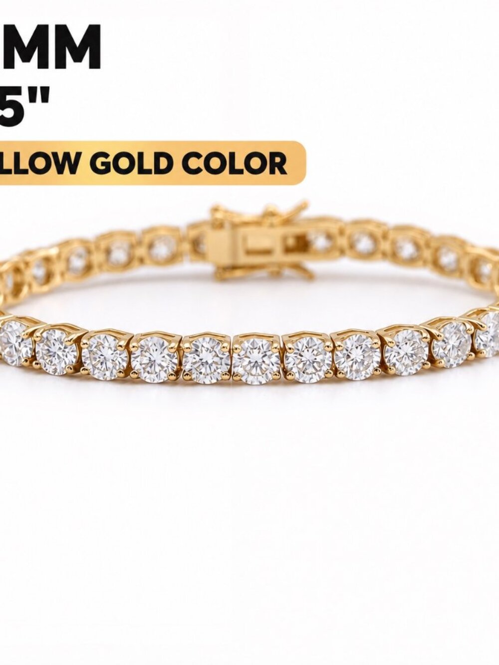 LEKANI 4mm Moissanite Tennis Bracelet S925 Gold 8.5 in